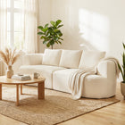 HOMCOM 102" Chenille Upholstered 3 Seater Boneless Sofa Couch - Cream White-High-density foam and pocket springs ensure supportive, cloud-like comfort  