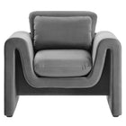 Modway Waverly Performance Velvet Armchair - Grey-Weight Capacity: 330 lb