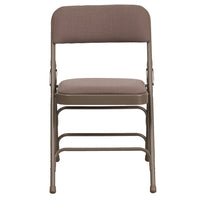 Flash Furniture HERCULES Series Curved Triple Braced & Double Hinged Beige Fabric Metal Folding Chair-Set of 4 Padded Metal Folding Chairs