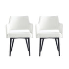 Manhattan Comfort Tremont 22.8" Modern Leatherette Upholstered Dining Arm Chair - White - Set of 2-Modern Dining Arm Chair for Dining Room and Task Use. Set of 2