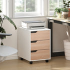 HOMCOM 3-Drawer Filing Cabinet with Wheels, Mobile - Oak-4 smooth wheels (2 with locking) for mobility and stability 
