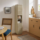 Modway Render Tall Narrow Faux Travertine Linen Storage Cabinet - Travertine-Non-Marking Floor Glides