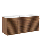Modway Render 48" Wall-Mount Bathroom Vanity - Walnut/White-Mid-Century Modern Vanity