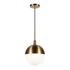 Hudson&Canal Orb 10" Wide Large Pendant with Glass Shade - Brass/White Milk-Modern and contemporary design for your entryway, foyer, or kitchen
