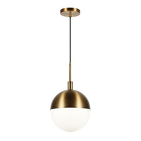 Hudson&Canal Orb 10" Wide Large Pendant with Glass Shade - Brass/White Milk-Modern and contemporary design for your entryway, foyer, or kitchen
