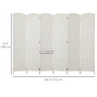 HOMCOM 6 Panels Hand-Woven Freestanding Room Divider for Home Office - White-Connected with dual directional hinges so this room divider can be adjusted to any angle
