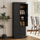 HOMCOM 67" H Farmhouse Kitchen Pantry Cabinet - Black-Two large drawers on silent alloy glides ensure smooth, quiet everyday use 