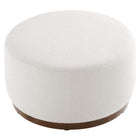 Modway Tilden Large 29" Round Boucle Upholstered Ottoman - Cloud/Walnut-Arrives Fully Assembled