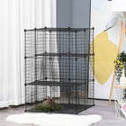 PawHut 41" H 39-Panel Small Animal Cage with Ramps-PP resin layers provide cozy running and resting area 