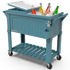 Permasteel 80 qt Furniture Style Patio Cooler with Divider - Teal-Additional features: Bottle opener, cap catcher