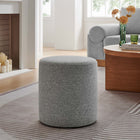Modway Callum 16" Round Woven Heathered Fabric Upholstered Ottoman - Heathered Weave/Light Grey-Plastic Legs