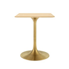Modway Lippa 24" Square Wood Dining Table - Gold Natural-Wood Grain Veneer