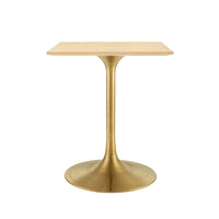 Modway Lippa 24" Square Wood Dining Table - Gold Natural-Wood Grain Veneer