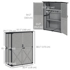 Outsunny Outdoor Wood Garden Storage Cabinet with 2 Shelves - Grey-2 adjustable shelves help organize garden tools and pool equipment 
