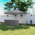 Outsunny 10 ft W x 10 ft L Pop Up Canopy Tent with 2 Half Sidewalls - Dark Grey-UPF50+ Oxford fabric blocks 98% of UV rays