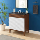 Modway Render 30" Bathroom Vanity - White/Walnut/Black-Soft-Close Doors