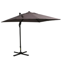 Outsunny 8' L x 8' W Square Patio Hanging Offset Umbrella with 360° Rotation - Light Brown-This patio offset umbrella features a stylish design and crank system for easy shade adjustment  