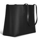 Champs Onyx Leather Open Tote - Black-Top opening with magnetic closure