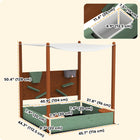 Qaba Kids Wood Sandbox with Canopy, Sand Wall and Bottom Liner - 45.7" x 44.3" - Green-661 lbs. (300 kg) sand capacity allows lots of space for creative building 