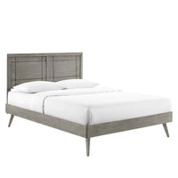 Modway Marlee Wood Full Platform Bed with Splayed Legs - Grey-Full Platform Bed Frame