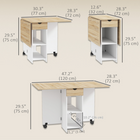 HOMCOM Drop Leaf Folding Dining Table with Drawer & Storage Shelves for 4-6 - Oak-Length adjustability can make space for activities like homework, crafts, or games