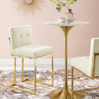 Modway Privy Gold Stainless Steel Performance Velvet Counter Stool - Gold Ivory-Soft Polyester Fabric Upholstery