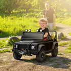 Qaba 12V Land Rover Licensed Kids Ride on Jeep Truck - Black-Electric ride-on car features double doors, horn, and music buttons for immersive play 