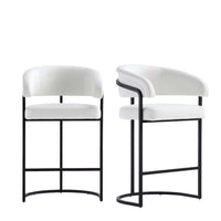 Manhattan Comfort Augusta 22.8" Modern Leatherette Upholstered Counter Stool - White - 2 Pack-Modern Counter Stool with Backrest Perfect for Bar and Kitchen Use