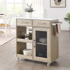 Modway Culinary Kitchen Cart With Towel Bar - Oak White-Particleboard and Paper Laminate