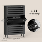HOMCOM Shoe Storage Cabinet with Adjustable Shelves - Black-The shelves are 2-level adjustable or removable to satisfy shoes of different heights