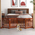 PawHut 4 Panel Foldable Dog Gate with Door - Brown-Two additional supports for increased stability 