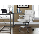 Plata Import Elegant Office Chair Faux leather Adjustable Chair with Polished aluminum frame - White-Aluminum Frame Construction