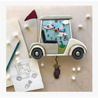 Enesco Allen Designs Stay The Course Whimsical Pendulum Wall Clock-Features the shape of a golf cart with a view from the green, clock hands that always read as tee off time, and a fun golfbag pendulum that adds fun movement to every room
