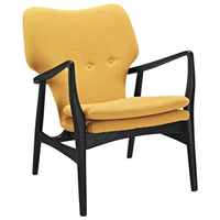 Modway Heed Upholstered Fabric - Black Yellow-Mid-century style lounge chair