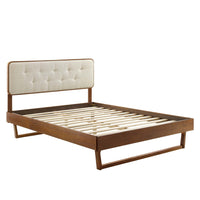 Modway Bridgette Wood Twin Platform Bed with Angular Frame - Walnut Beige-Twin Platform Bed Frame