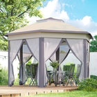 Outsunny 13 ft W x 13 ft L Pop Up Canopy Tent for Outdoor - Coffee and Beige-Water-resistant and anti-UV polyester cover blocks light rains and harmful rays