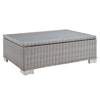 Modway Conway 45" Outdoor Patio Wicker Rattan Coffee Table - Light Grey-Outdoor Patio Coffee Table