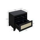Manhattan Comfort Sheridan 21.63" Mid-Century Modern Nightstand 2-Piece Set - Black-Includes 1 Full Extension Drawer, and 1 Thin Open Cubby Space