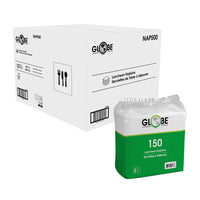Globe Commercial NAP500 Luncheon Napkins - 1/4 Fold - 12" x 12" - White - 150 Napkins/Pack - 12 Pack-Strong and absorbent