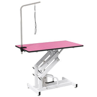 PawHut Height Adjustable Pet Grooming Table for Dogs - Pink-Removable lockable table top for easy cleaning and replacement