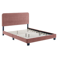 Modway Celine Channel Tufted Performance Velvet Queen Platform Bed - Dusty Rose-Queen Platform Bed