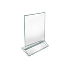 Azar Desktop/Countertop Top/Side Loading Acrylic Card Holder - Clear - 10 Pack (152792-SLV-10PK)-Silver trim