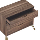 Manhattan Comfort Avira 35" Mid-Century Modern 3-Drawer Dresser - Brown-Sturdy metal legs provide reliable support with a contemporary touch