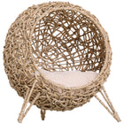 PawHut Rattan Elevated Pet Bed Cat House - Natural Wood-Rattan wicker brings a classic style to your home 