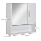 Kleankin Wall Mount Bathroom Mirror Cabinet - White-Features metal hinges make the door open and close easily