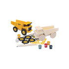 Masterpieces Puzzle Company CAT - Caterpillar Dump Truck Wood Craft & Paint Kit-Includes 1 wood dump truck, 1 sticker sheet, 1 stencil sheet, 5 non-toxic acrylic paint tubs, 1 non-toxic metallic silver finishing paint, 2 artist-quality wooden paintbrushes, 1 instruction sheet with painting guide