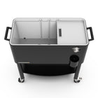 Permasteel 80 qt Rolling Patio Cooler with Divider & Shelf - Black-Drain plug allows for easy emptying of melted ice and excess water