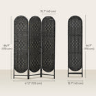 HOMCOM 3 Panel Arched Top Woven Freestanding Room Divider for Bedroom - Black-Folds down to a slim profile, making storage in tight spaces easy 

