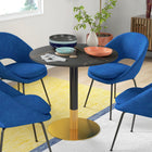 HOMCOM Round Dining Table with Faux Marble Top for Kitchen - Black-Seats four, suitable for smaller kitchen and dining spaces