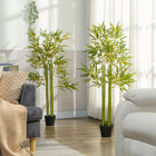 Outsunny 4' Artificial Bamboo Tree for Indoor Decoration - Green - 2 Pack-This plant includes 552 leaves that bring a natural feeling to your room 